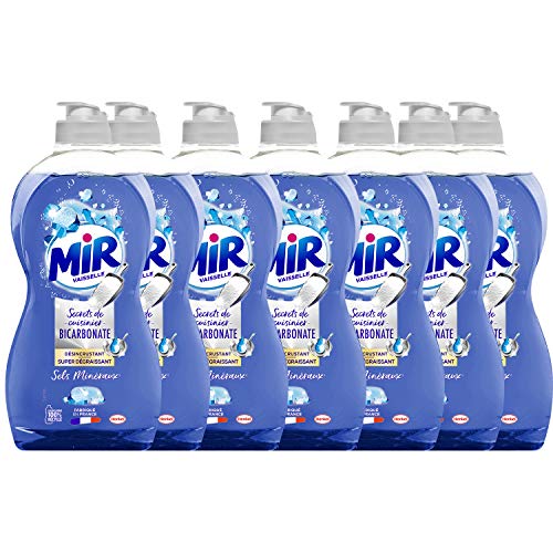 Mir Vaisselle Secrets de Cuisinier - Pack de líquido lavavajillas con sales minerales y bicarbonato, 500 ml, 7 unidades