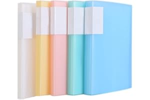 TUKA-i-AKUT [5X] A5 PP Display Book Totally 200 Transparent Pockets (5x40), Solid Polypropylene Presentation Book Projekt Folder Display Folder, 5er Pack in 5 Colors TKD8038-5x