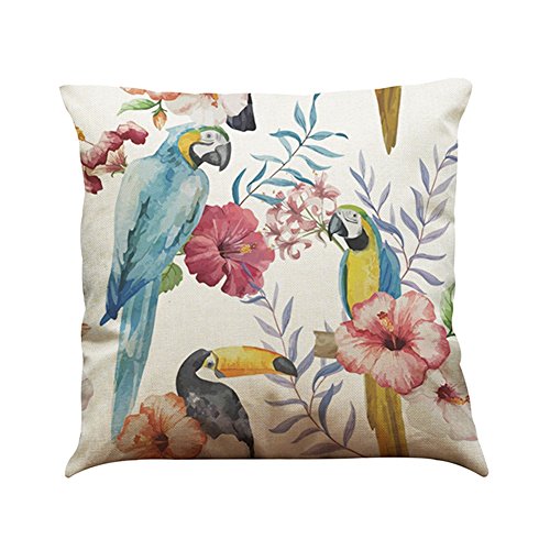 MStar Tropische Pflanze Muster gedruckt Kissenbezug 45X45cm Leinen-Baumwoll atmungsaktiv Kissenhülle