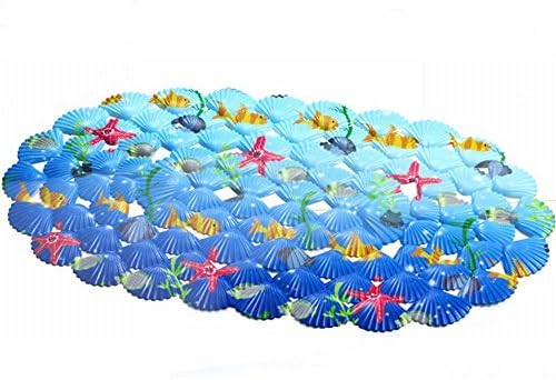 XWW Cartoon Marine Shell Bathroom Non-Slip Mat Children Bath Tub Shower Room Massage Pad with Suction Pad, B,39 × 71cm