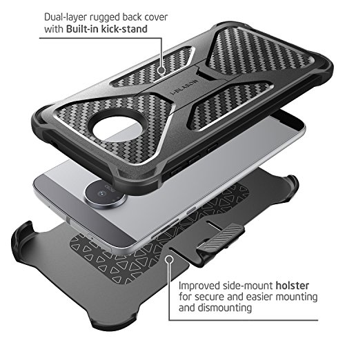 i-Blason Carcasa para Motorola Moto Z Moto Z Droid  Lanzamiento en 2016   Funda Serie Transformer con Soporte  Robusto  y Clip de sujeci  n para cintur  n Giratorio  Negro 