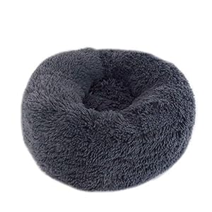 Watkings Cama de felpa para mascotas, cama de felpa para gatos y gatos, cama para cachorros, cama redonda u ovalada, cama para gatos y perros pequeños, Dark Gray, 40 cm