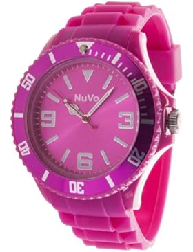 Nuvo - NU13H04 - Unisex Armbanduhr - Quartz - Analog - Pinkes Zifferblatt - Pinkes Armband aus Silikon - Modisch...
