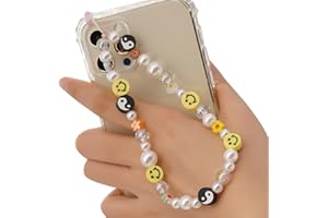 Uposao Correa de muñeca con cuentas para teléfono celular, diseño de flores y frutas, con forma de corazón, para mujer, niña, pulsera