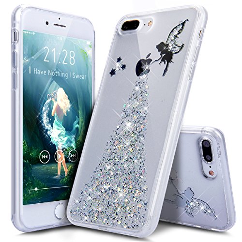 Ikasus - Carcasa de silicona para iPhone 7 Plus de 5,5 pulgadas, diseño con estrellas brillantes ángel niña, modelo ultra fino, transparente, flexible, ultra delgado, iPhone 8 Plus Case,iPhone 7 Plus