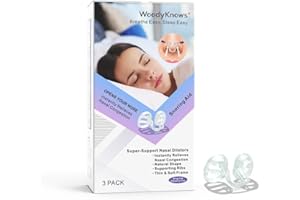 WoodyKnows Superiore-Supporto Dilatori Nasali | Aiuto respiratorio per gli sport del sonno | Migliora il flusso d'aria respiratorio | Soluzione anti-russare giusta (Gruppo S+M+L 3Pacco)