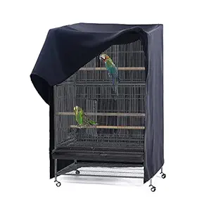 PONY DANCE Fabric Moire Universal Birdcage Breathable Cover (Large, 35 x 25 x 47 Inch, Five Glamorous Colors Available),Black