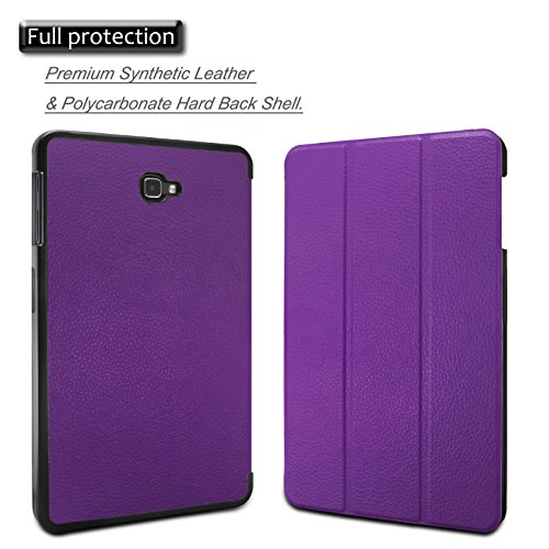 Samsung Galaxy Tab A 10.1 Hülle Case, Infiland Ultra Dünn Tri-Fold Smart-Muschel hochwertiges PU Leder Ultra Schlank Superleicht Ständer Smart Shell Cover Schutzhülle Etui Tasche für Samsung Galaxy Tab A 10.1 Zoll (2016) Tablet-PC(mit Auto Schlaf / Wach Funktion)(Lila) - 3