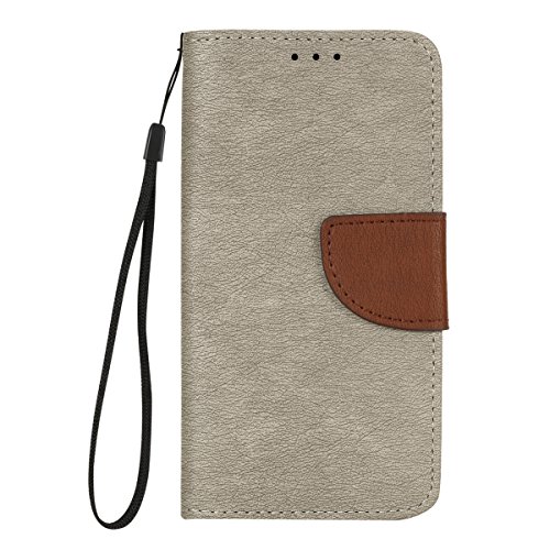 Huawei P8 Lite 2017 Lederhülle,Huawei P8 Lite 2017 Brieftasche,JAWSEU Vintage Retro Grau Braun Magnetverschluss Bookstyle Lanyard/Strap Kunstleder PU Leder Brieftasche Hülle Wallet Case Flip Cover Hüllen Etui Silikon Back Rückseite Cover mit [Ständerfunktion] und [Kartenfächer]für Huawei P8 Lite 2017+1xSchwarz Glitzer Bling Eingabestift-Grau Braun