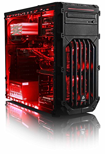 VIBOX Standard 7 Gaming PC – 3,2GHz Intel Pentium Dual Core CPU, GTX 1050 Ti GPU, Super, Desktop Gamer Computer mit Spielgutschein, Windows 10, Rot Innenbeleuchtung, lebenslange Garantie* (3,2GHz superschneller Intel Pentium K Anniversary G3258 Dual-Core-CPU-Prozessor, Nvidia GeForce GTX 1050 Ti 4GB Grafikkarte GPU, 8GB DDR3 1600MHz RAM, 1TB (1000GB) Seagate SSHD Solid State Hybrid SSD-Festplatte, Raijintek Aidos Air CPU Kühler, 85+ Netzteil, Corsair Gaming Gehäuse, Intel B250 Mainboard) - 2