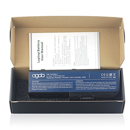 AGDA®Li-ion 6-Zellen 10.8V 5200mAh Neu Externer Notebook Laptop Batterie Akku Kapazität fürToshiba PA3536U-1BRS Satellite L350 L350D L355 P200 P205 P300 PABAS100 - 5