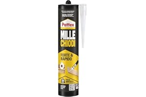 Pattex Millechiodi Forte & Rapido, Adesivo di montaggio extra forte che sostituisce viti e fori al muro, Adesivo bianco con effetto ventosa in formato cartuccia, 1x400g