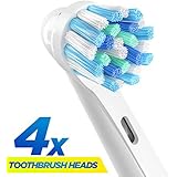 4 pzs. (1x4) Cross Action cabezales para cepillos, compatibles con los mangos de cepillos de diente electrónicos de Oral-B. Substitutos para el EB50. Completamente compatibles con Oral-B Black, Deep Sweep, SmartSeries, ProSeries, Triumph, Advance Power, ProfessionalCare, ProfessionalCare SmartSeries, Vitality Floss Action, Vitality Dual Clean, Vitality CrossAction, Vitality Precision Clean, Vitality Pro White, Vitality Sensitive, Vitality TriZone. Sustitutos de ORAX® PearlClean.