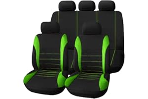 HotYou Car Seat Cover Set, Polyester, 9 Pieces, Car Accessories, Automotive Chair Case Protector, Removable and Washable, Green
