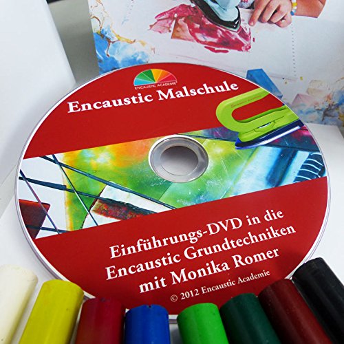 Encaustic Einsteiger-Box mit Maleisen, Wachsfarben, Malkarten und Anleitung auf DVD, Coverfoto mit Monika Romer - 2