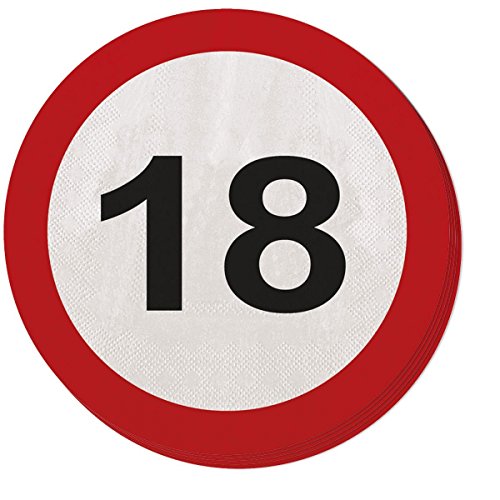 20 Servietten * 18. GEBURTSTAG * mit Verkehrsschild-Design // Set Napkins Jubiläum Achtzehn Jahre