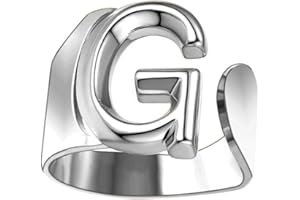 Only faith Anneaux de lettres initiales en acier inoxydable réglable, anneaux ouverts de lettres pour femmes, bijoux de mode avec belle boîte cadeau vintage.