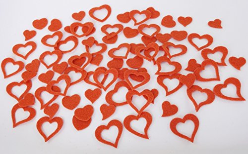 Herz, Herzen aus FILZ. Streudeko. 5 Gramm ca 50 Teile. Ca 2-3cm. In ORANGE or