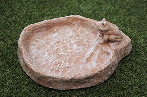 Vogeltränke mit Frosch Terrakotta, Frostsicher, Vogelbad, Stein, Garten - 4
