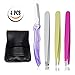 Pinkiou Eyebrow Tweezers Set Stainless Steel Tweezers, Slant, Straight ,Pointed and Eyebrow Razor with Black Case