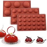 3 Pieces Silicone Semi Sphere Molds Chocolate Baking Molds for Making Chocolate, Cake, Jelly, Mousse
