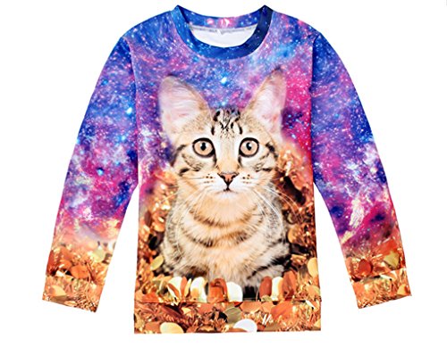 THENICE Women's Fashion Sport Pullovers Couples Sweater Sweatshirt T-shirt (Cat baby)