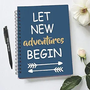 AccuPrints Hard bound A5 (6 by 9 inch) wiro Notebook Diary Ruled 200 pages with 12 habit development pages for personal and office use. Theme - Let New Adventures Begin & motivation