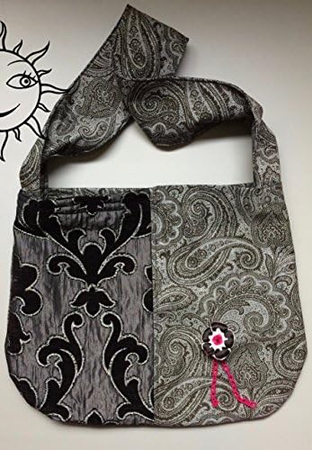 SOLELUNA HANDBAGS โ great shoulder bag made of velvet and cotton fabric - handmade unique piece โ italian style - made in Italy