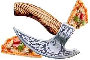 CraftTal Pizza-Axt Wikinger mit Lederschutz – Pizzamesser für echte Wikinger – Pizzaschneider-Axt perfekt als Wikinger-Dekoration – Wikinger-Axt, Pizza-Wiegemesser, Wikingermesser, Beil (Eagle)