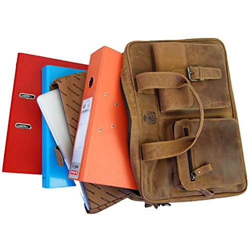 BARON of MALTZAHN Aktentasche mit Laptophülle GOETHE aus braunem Leder + Lederpflege - 3