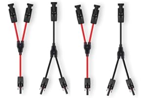 ‎GENORTH GENORTH 6 mm² Solarkabel Y-Verteiler 2 Paar,MMF/FFM Solarpanel Y Stecker 10AWG Y Stecker Fotovoltaik Kabel Y Stecker,1Y2 Stecker Paar für Solaranlage Steckerfertig(Rot +Schwarz).