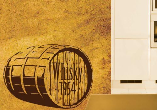Vinyl Wall Sticker Whisky Whiskey barrel #88B brown 120cm x 85cm (RAL8017)