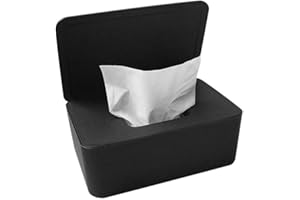 Yicare Distributeur de lingettes humides sèches Boîte de rangement avec couvercle pour le bureau ou la maison (Noir)