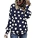 Produktbild Xinan Top Damen Love Heart Muster Gedruckte Bluse Herbst Winter Langarmshit Sweatshirt Kapuzenpullover Warme Lange Ärmel Baumwolle Loose T-Shirt Hemd Tops von (Blau Sexy)
