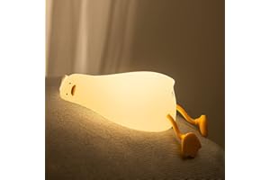 URAQT Lampka Nocna dla Dzieci, Silikonowa Lampka Nocna z Czujnikiem Dotyku, Śliczna Kaczka Lampki do Pokoju dla Dzieci z Funkcją 30 Minutowego Timera, USB do Ładowania na Prezent Chrztu Dziecka