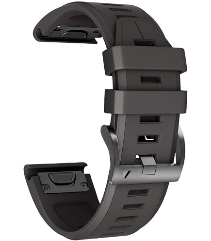 WIIKAI Silikon-Armband Für Garmin Fenix 6X/5X/3 – Ersatzarmband 26 Mm Breite, Grau/schwarz, Langlebig & Hautverträglich