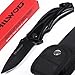 Produktbild HILWOD Klappmesser, HW-L00316B Professionelles Taschenklappmesser mit Aluminiumgriff, Taschenmesser mattschwarz ideales Rettungsmesser, Angelmesser & Jagdmesser, Outdoor und Survival Messer mit scharf Edelstahlklinge, Einsetzbar für Arbeit Wandern Camping
