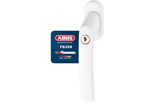 Abus 1 Poignée de Fenêtre Verrouillable FG200 AB208 - Bouton de Fenêtre avec Cylindre de Pression, à Verrouillage Identique - Niveau de Sécurité 3 - Blanc