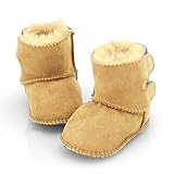 100% Lammfell Engel Babyschuhe aus Lammfell mit doppeltem Klettverschluss (2-Klett) beige 16/17
