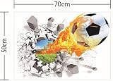 BestOfferBuy 3D Realistisch Fußball Geknackte Wand Effekt DIY PVC Wandbild Sticker Aufkleber - 4