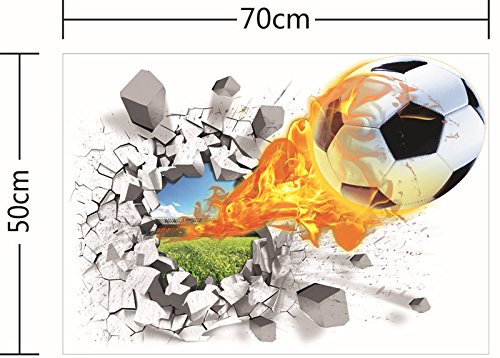 BestOfferBuy 3D Realistisch Fußball Geknackte Wand Effekt DIY PVC Wandbild Sticker Aufkleber - 4