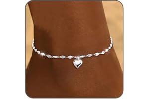 CharmBurst Tobillera Plata Damas Con Colgante De Corazón, Tobillera De Acero Inoxidable De Dos Capas, Joyas De Tobillo Elegantes Y Estables, Accesorio De Plata Para El Tobillo