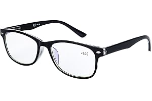 LANLANG Blue Light Blocking Glasses Reading Glasses for Women Men,Spring Hinge,Anti Eyestrain,Black,L-L001