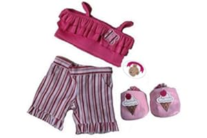 Build your Bears Wardrobe Teddy Bear Clothes fits Build a Bear Teddies Striped outfit with Ice Cream Shoes (pink)