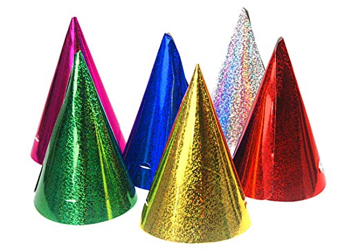 Party-Deco CZAP120 - 120 Cappellini da Festa olografici Colori Assortiti