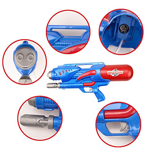 Double Nozzles Water Gun Pistol - Beby (2017 New Design) 1200ml Squirt Gun for Kids Summer Outdoor Water Shooting Game 3+Years Toys (Red-Yellow/Blue-Red Random)