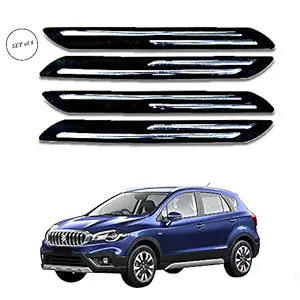 ANTHUB Car Bumper Protector for Maruti Suzuki S-Cross Bs6 Car Bumper Protector Guard with Double Chrome 4Pcs - Black (Suitable for for All car)
