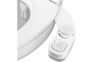 Vantency Bidet Toilette WC Gauche non électrique - Toilette Japonaise -Deux Buses ables Autonettoyantes - Conception à Boutons - Facile à utiliser (blanc-gauche)