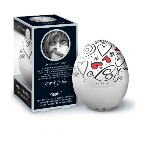 Brainstream A001395 Eieruhr Piep-Ei "Bodino Herz", Kunststoff, bunt, 6 x 6 x 5 cm