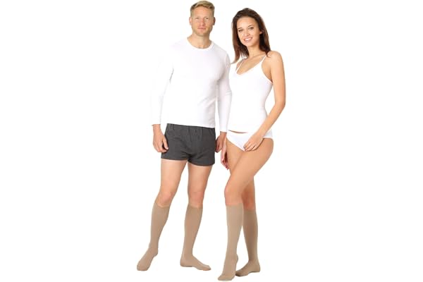 ®BeFit24 - Bas de contention médicaux fermés (18-21 mmHg, 90 Den, classe 1) pour homme et femme - Chaussettes de contention / compression pour voyages en avion et grossesse - Prévention contre la thrombose veineuse profonde, les varices, varicosités et pieds enflés